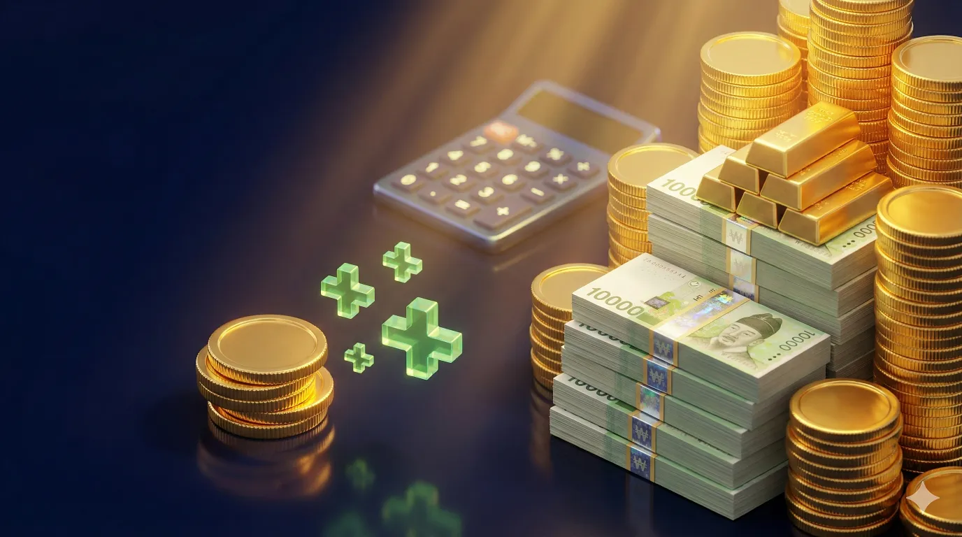 "기본 아동수당에 지자체 육아수당과 부모급여가 더해져 월 수령액이 42만 원으로 크게 불어나는 과정을 시각화한 3D 이미지."